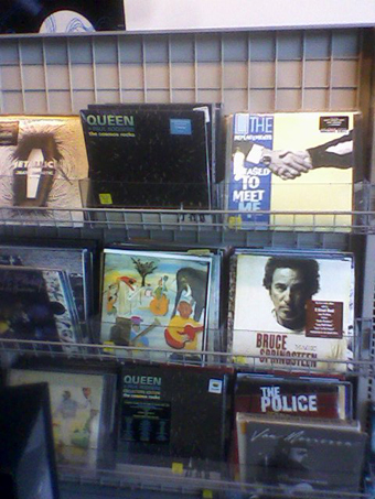 An example of what to expect at a Best Buy vinyl rack. A delightful mixture of old and new.